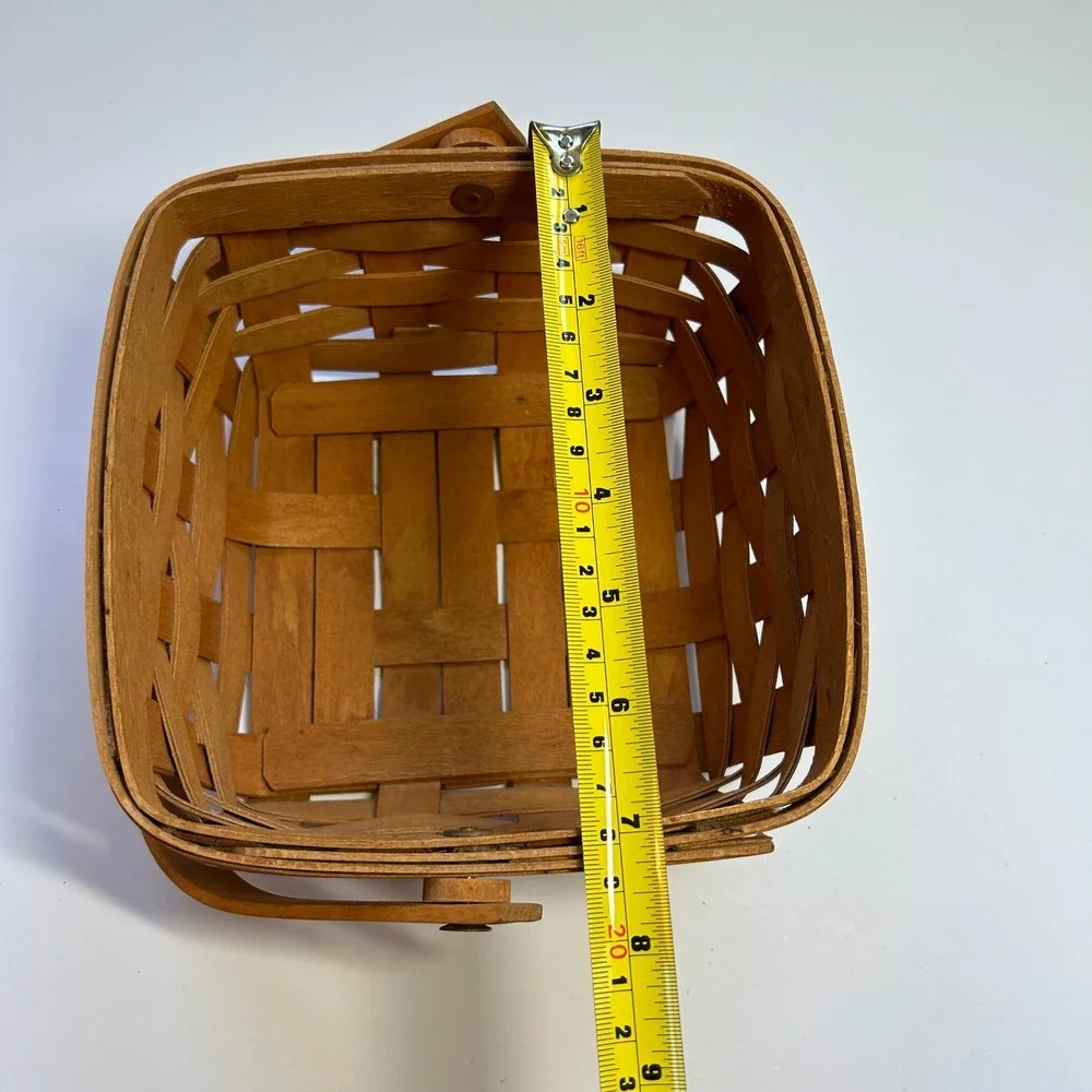 Longaberger 1994 Handwoven Square Berry Basket Single Swing Handle Ohio USA